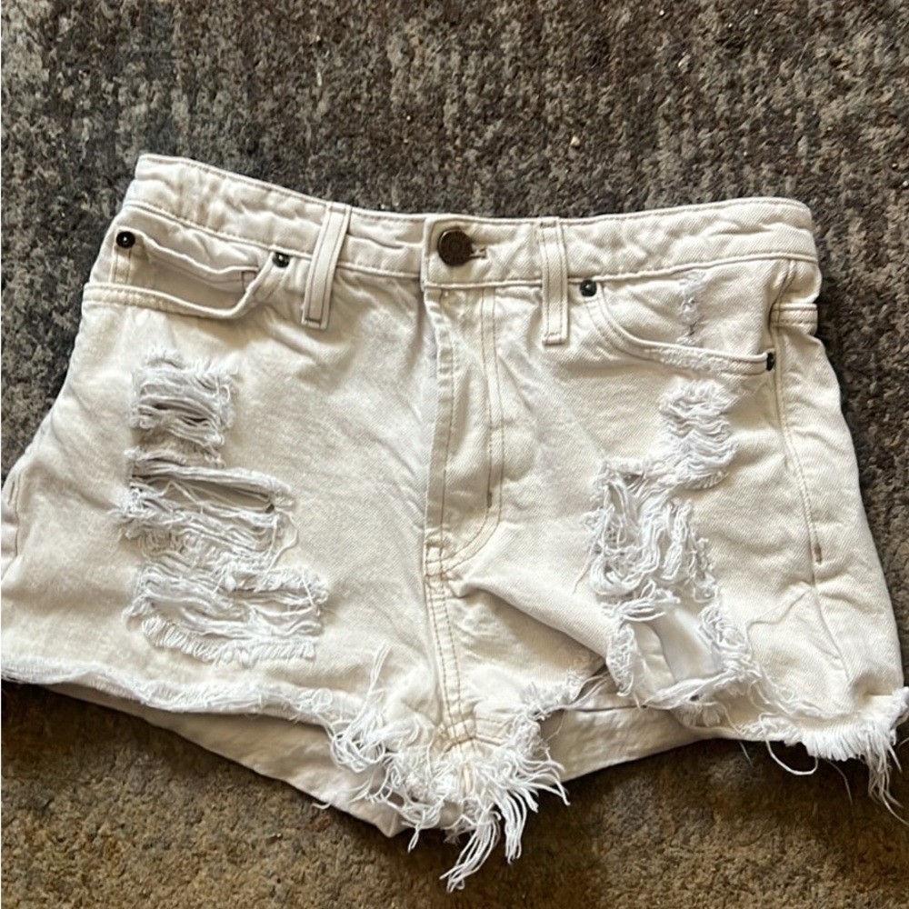 BDG White Distressed Jean Shorts